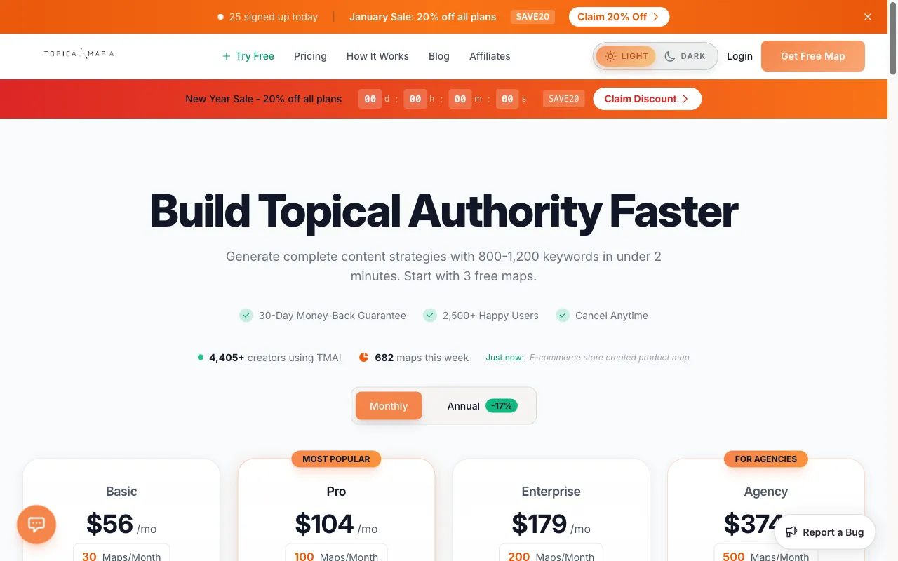 Topical Map AI — pricing page