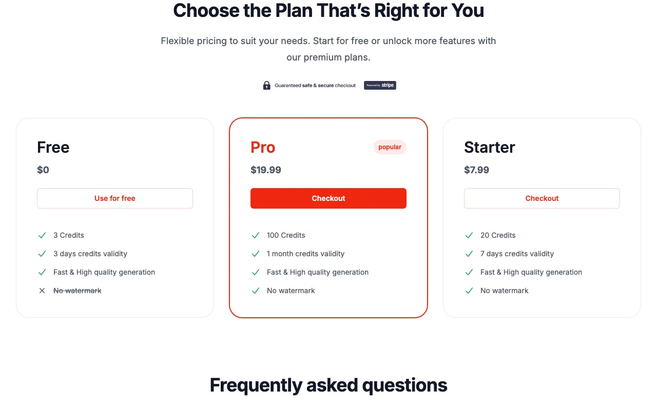 Toyify Me — pricing page