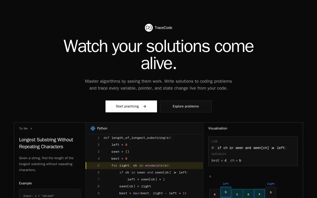 TraceCode — preview screenshot