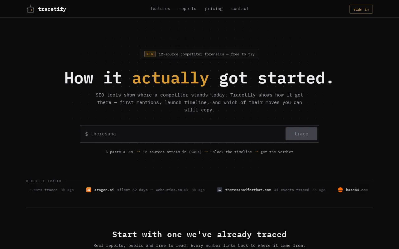 Tracetify — preview screenshot