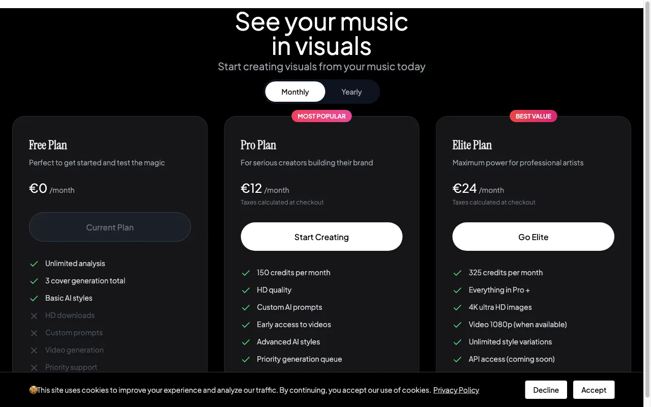 trackart — pricing page