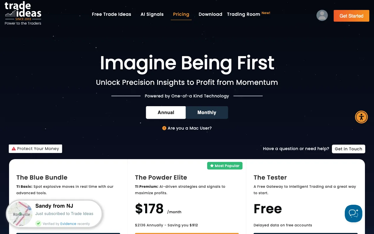 Trade Ideas — pricing page