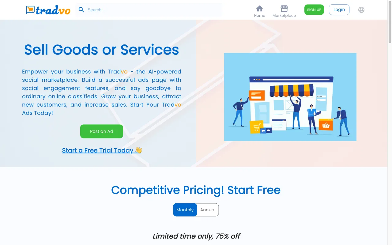 Tradvo — pricing page