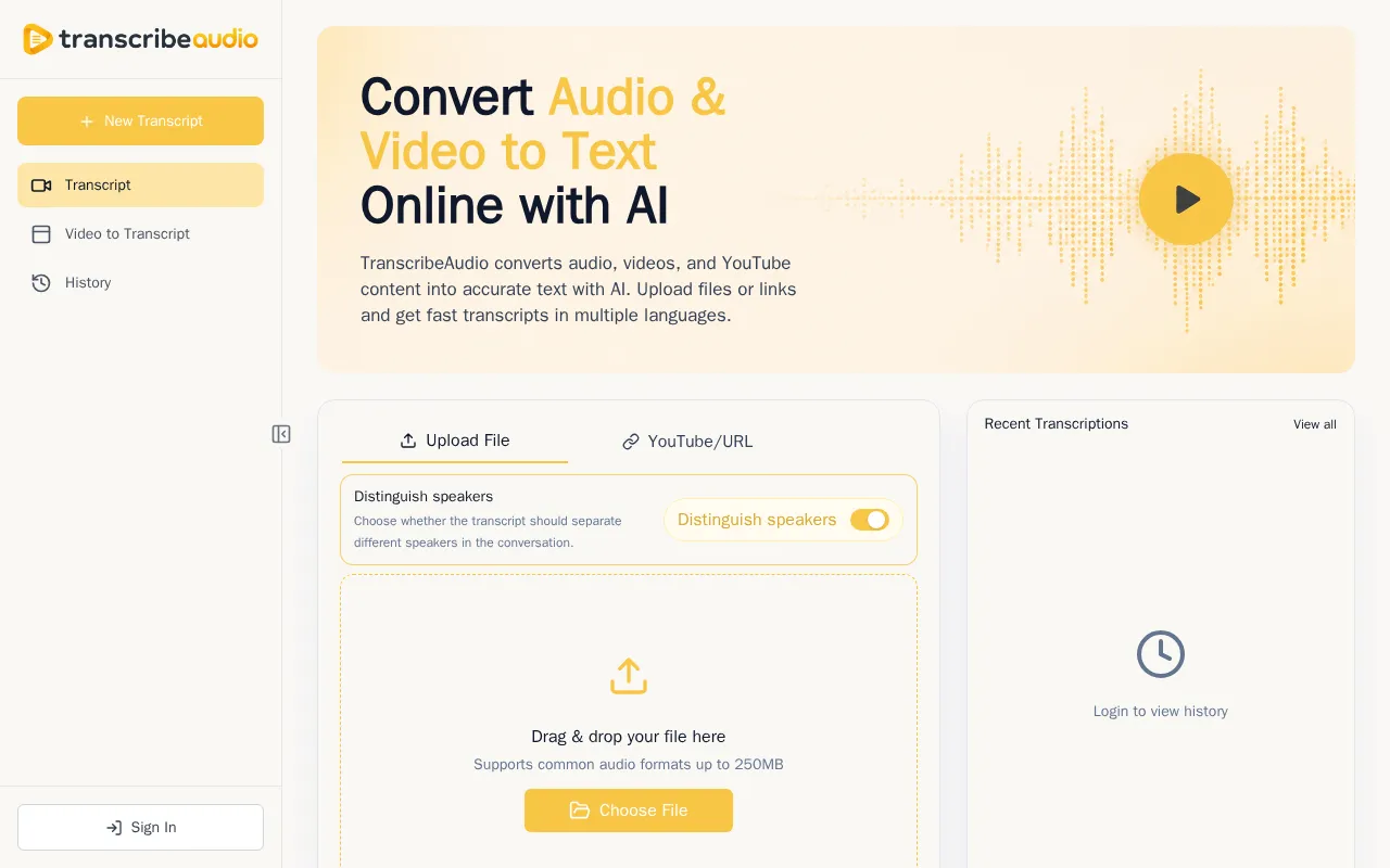 TranscribeAudio — preview screenshot