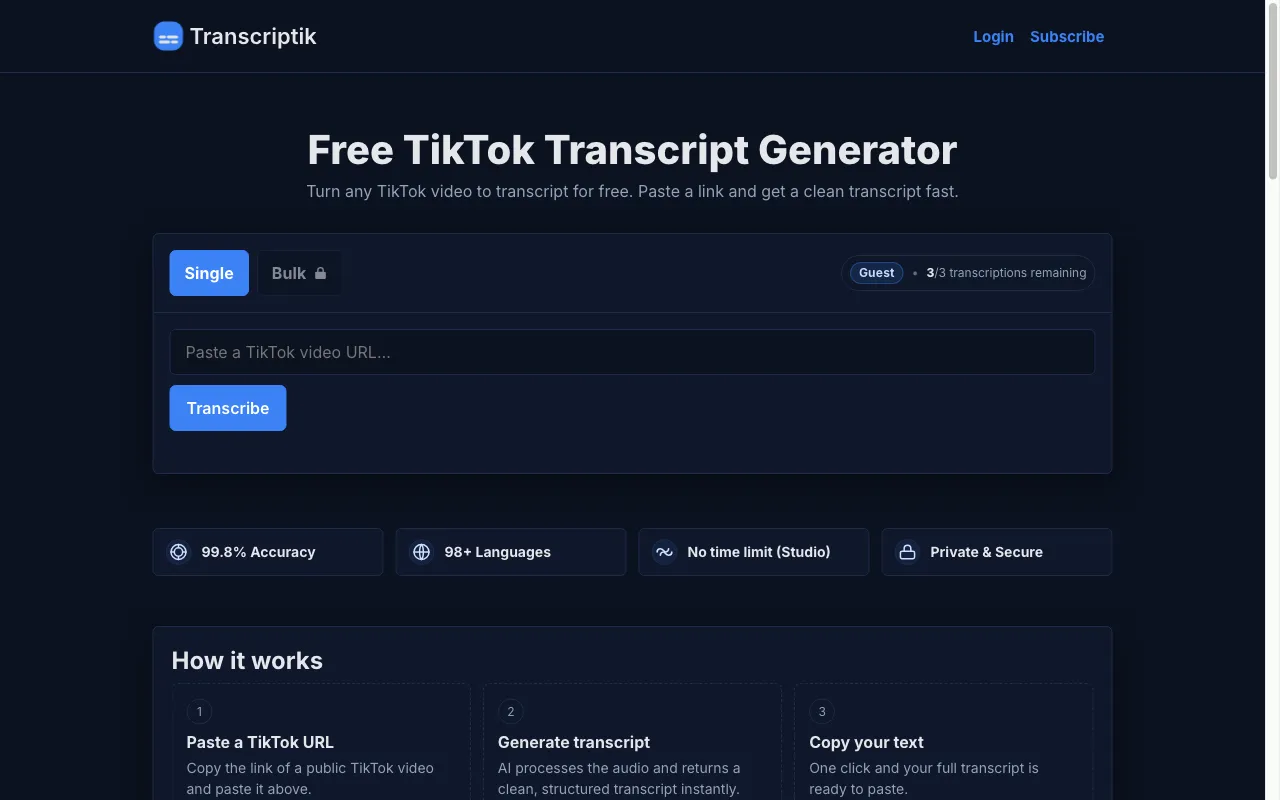 Transcriptik AI — preview screenshot