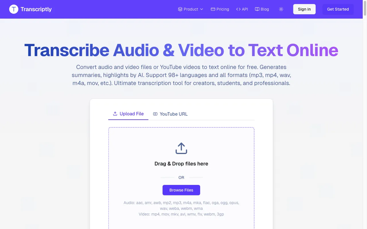 Transcriptly — preview screenshot