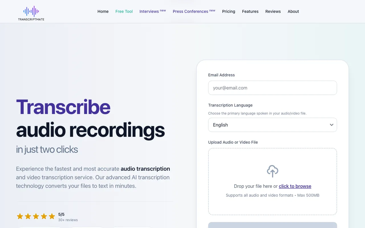 Transcriptmate.com — preview screenshot
