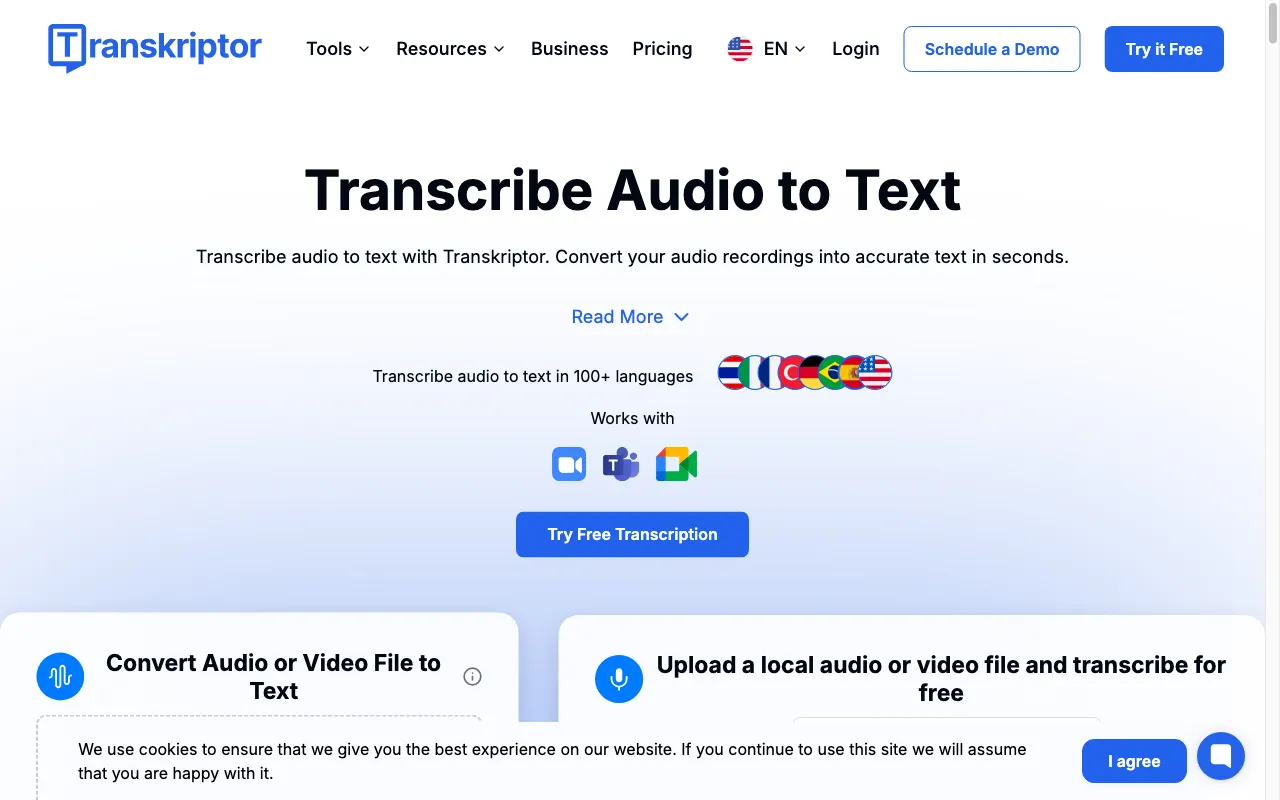 Transkriptor — preview screenshot