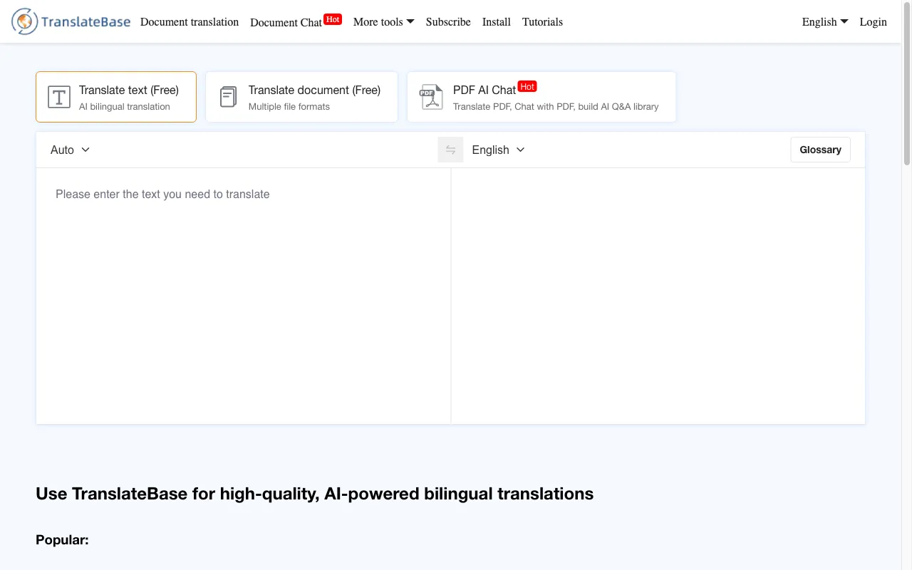 TranslateBase — preview screenshot