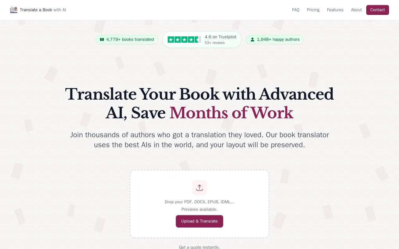 Translate A Book.com — preview screenshot