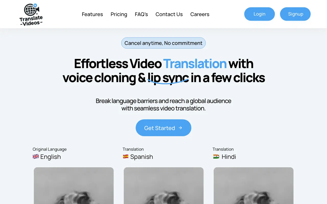 TranslateVideos.io — preview screenshot
