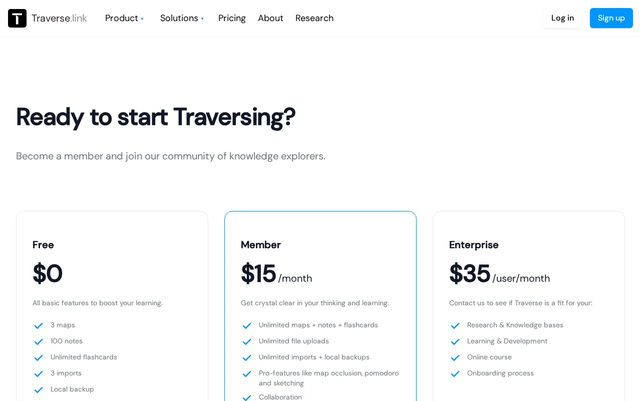 Traverse — pricing page