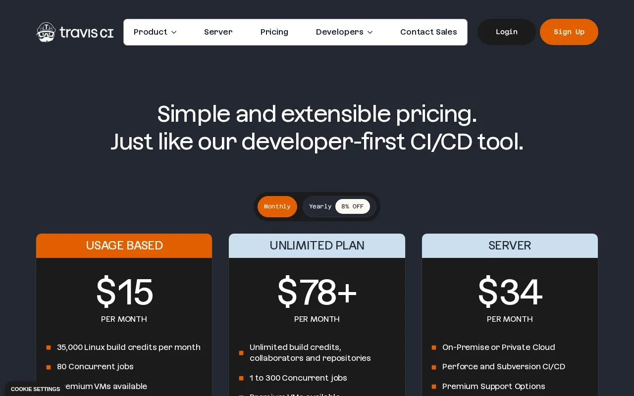 Travis Ci — pricing page