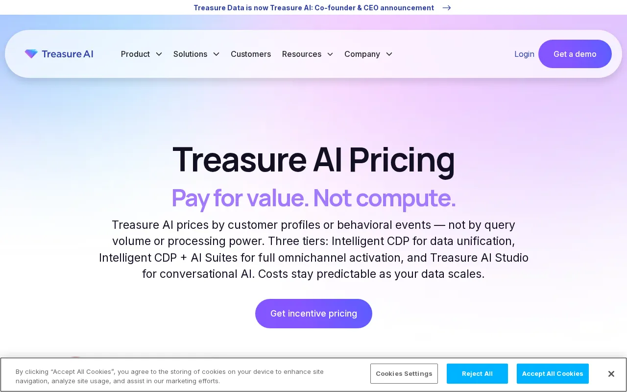 Treasure — pricing page