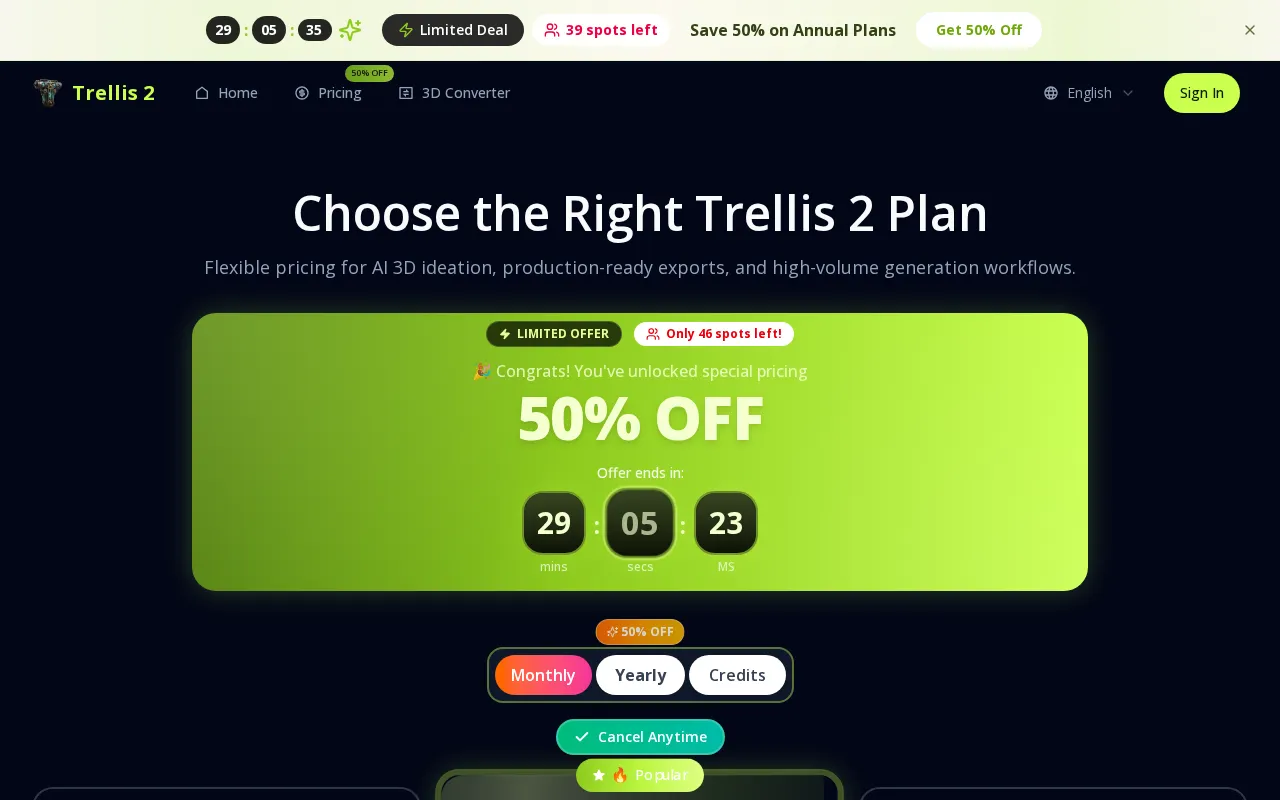 Trellis 2 — pricing page