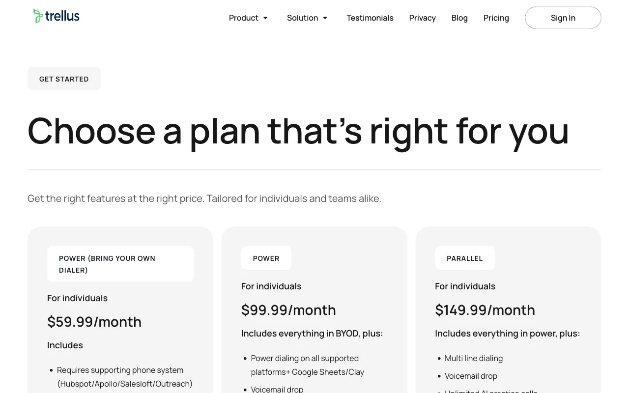 Trellus — pricing page