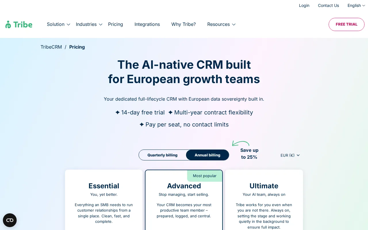 Tribecrm — pricing page