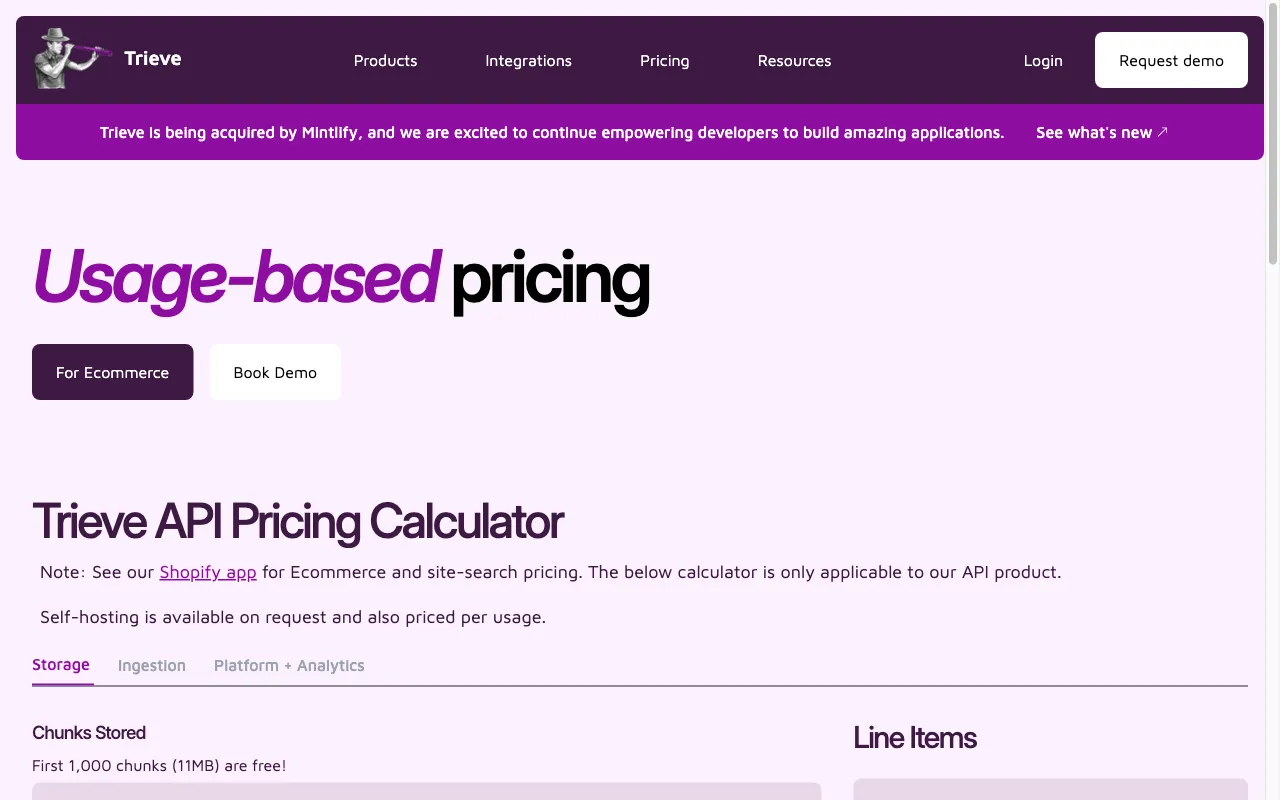 Trieve — pricing page