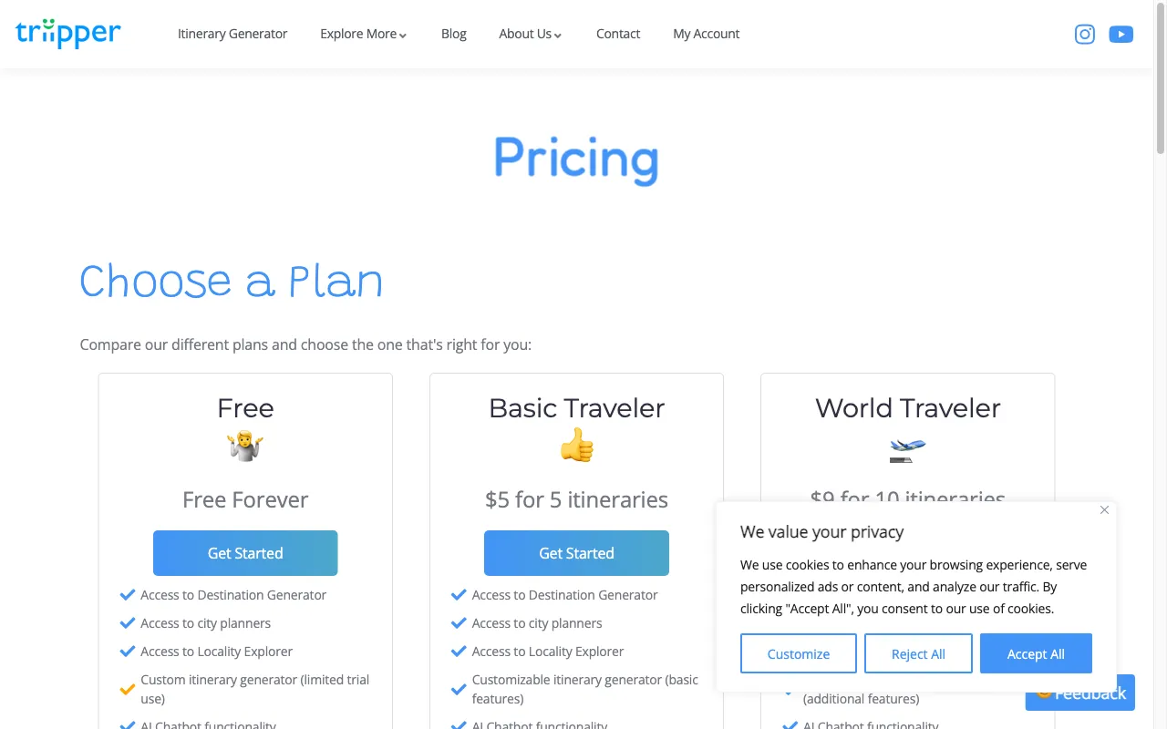 triipper — pricing page