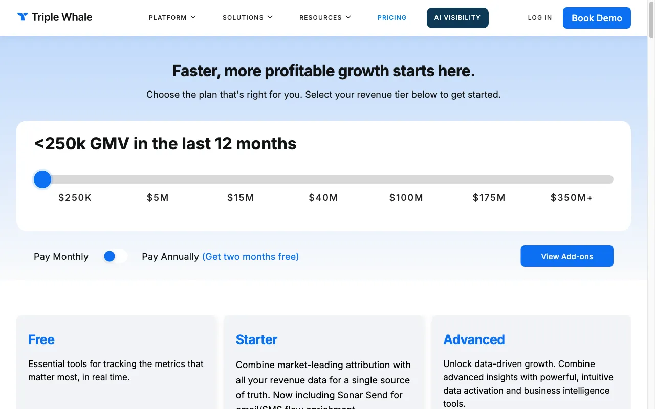Triple Whale — pricing page