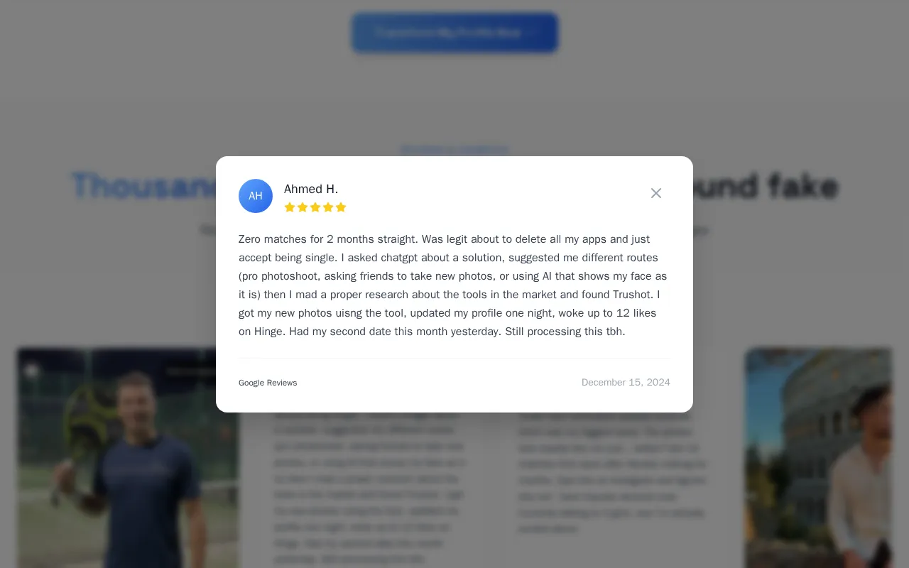 TruShot App — pricing page