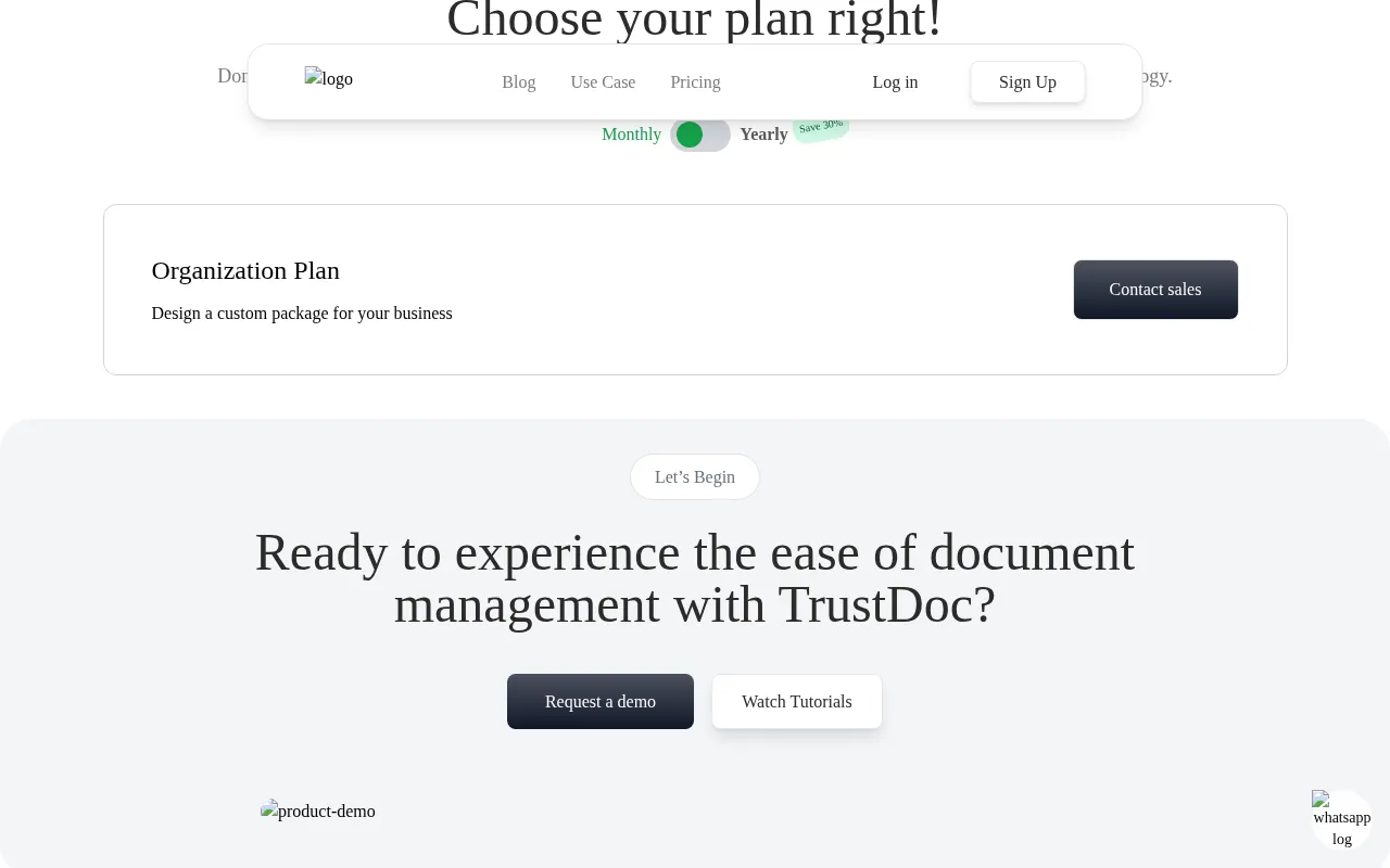 TrustDoc — pricing page