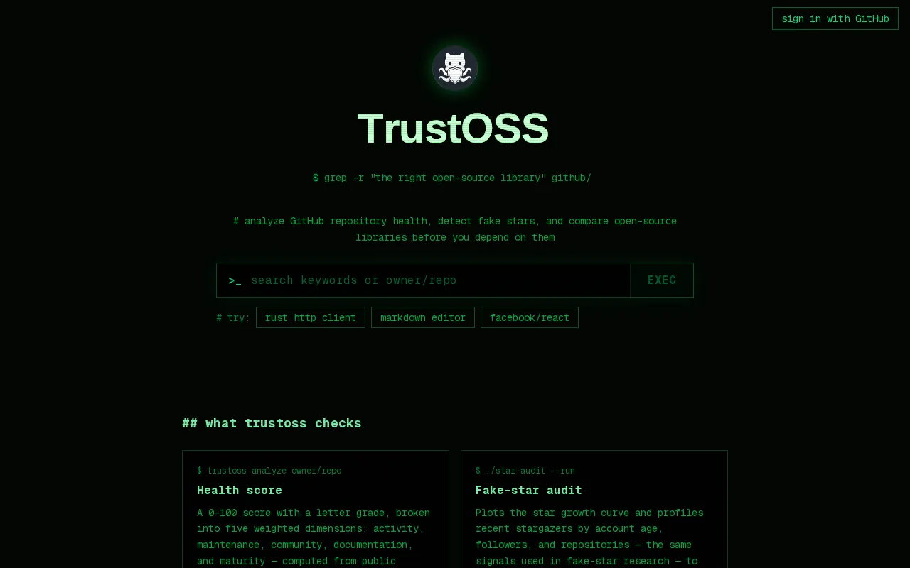 TrustOSS — preview screenshot