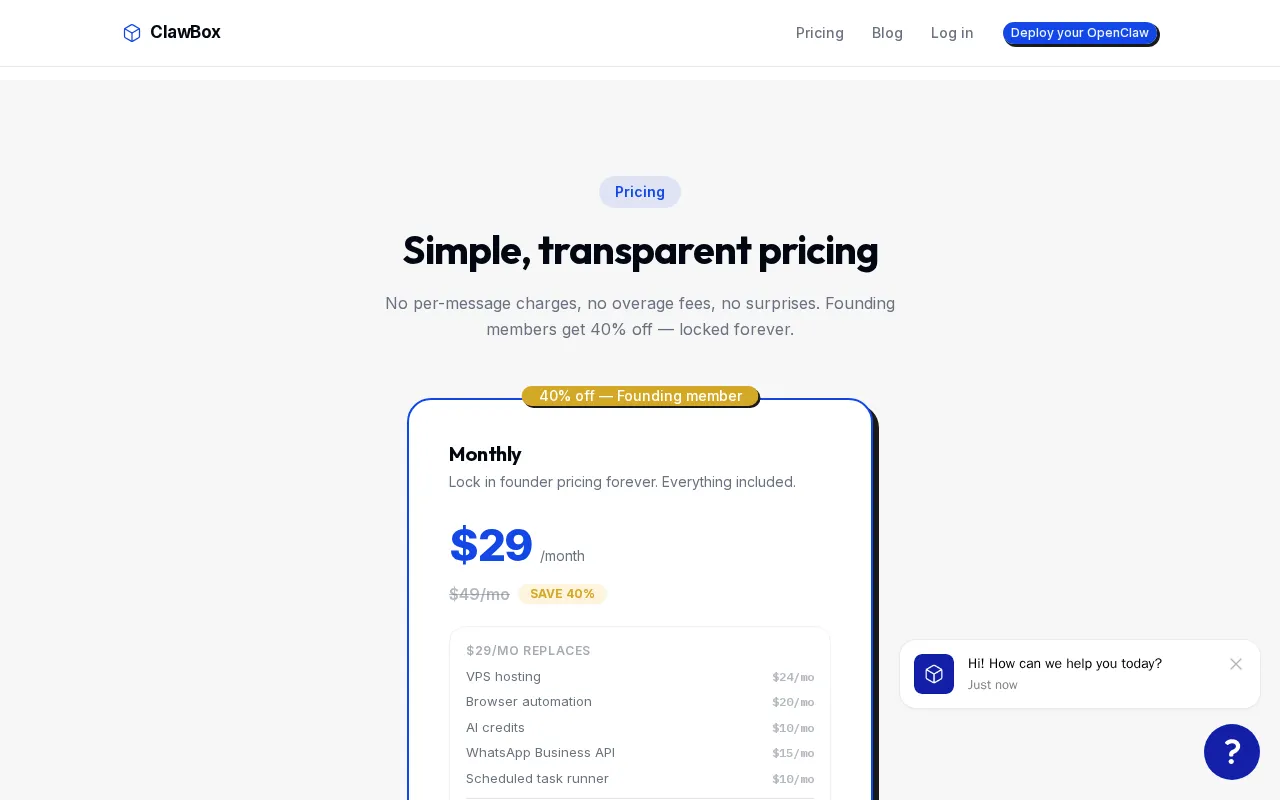 Tryclawbox — pricing page
