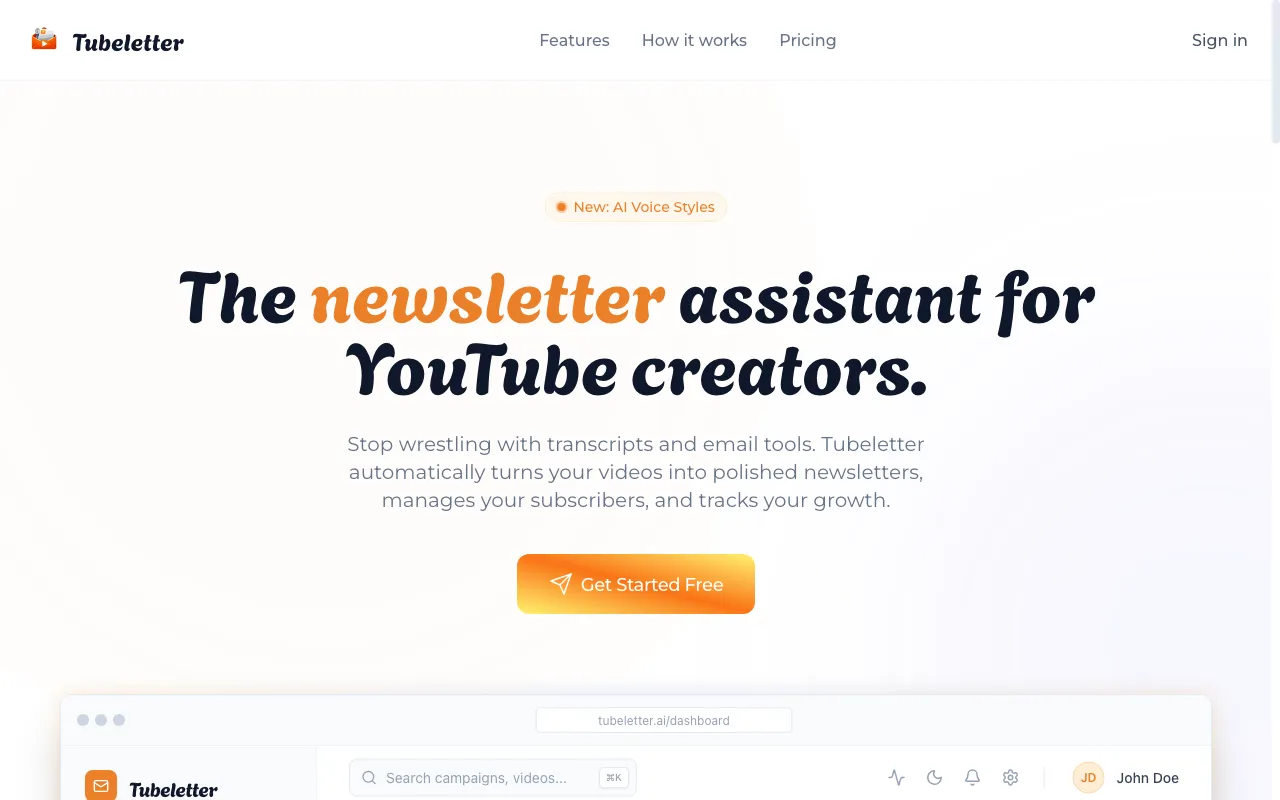 Tubeletter — preview screenshot