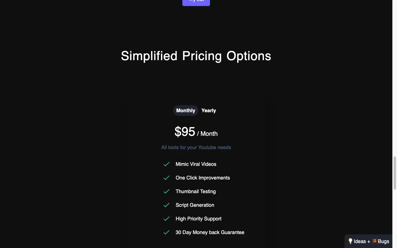 TubePro — pricing page