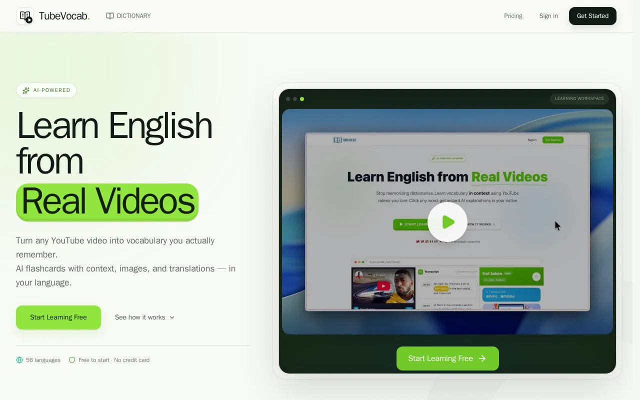 TubeVocab — preview screenshot