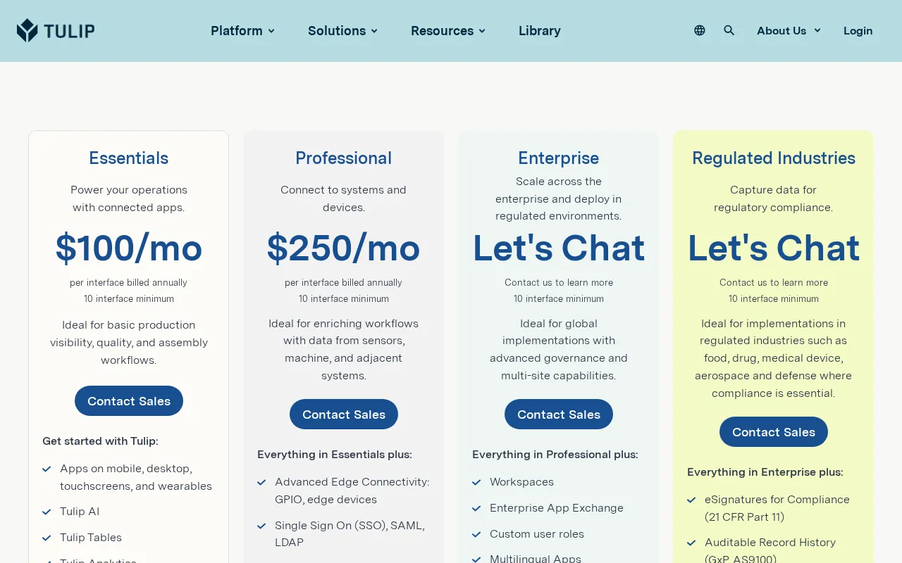 Tulip — pricing page