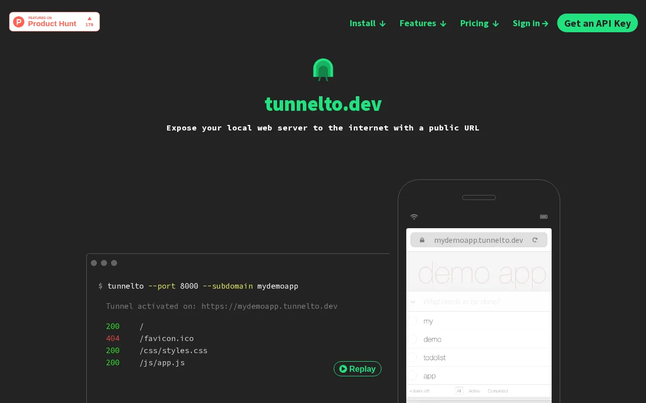tunnelto.dev — preview screenshot