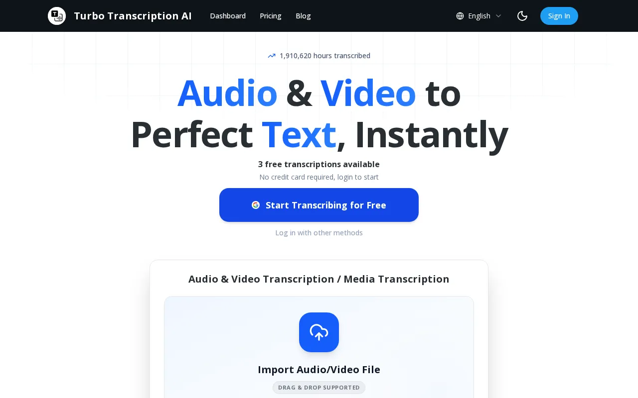 Turbo Transcription AI — preview screenshot