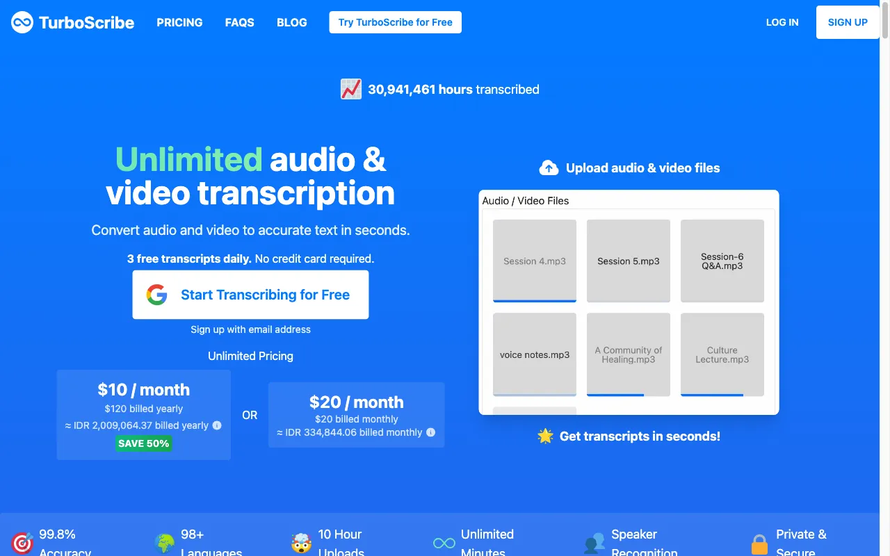 TurboScribe — preview screenshot