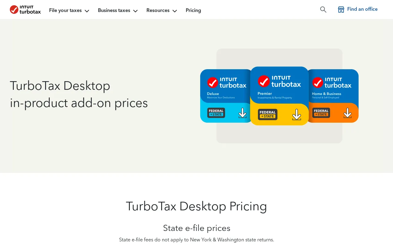 Turbotax — pricing page