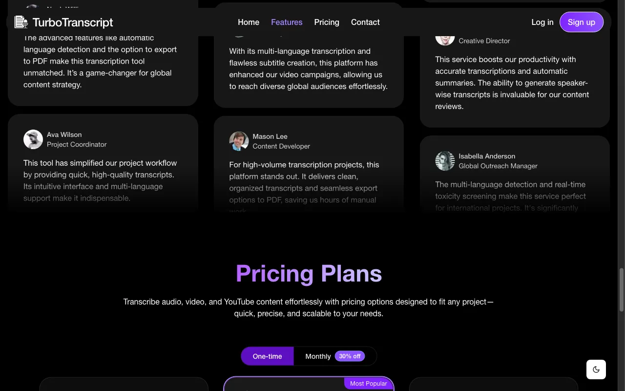 TurboTranscript — pricing page