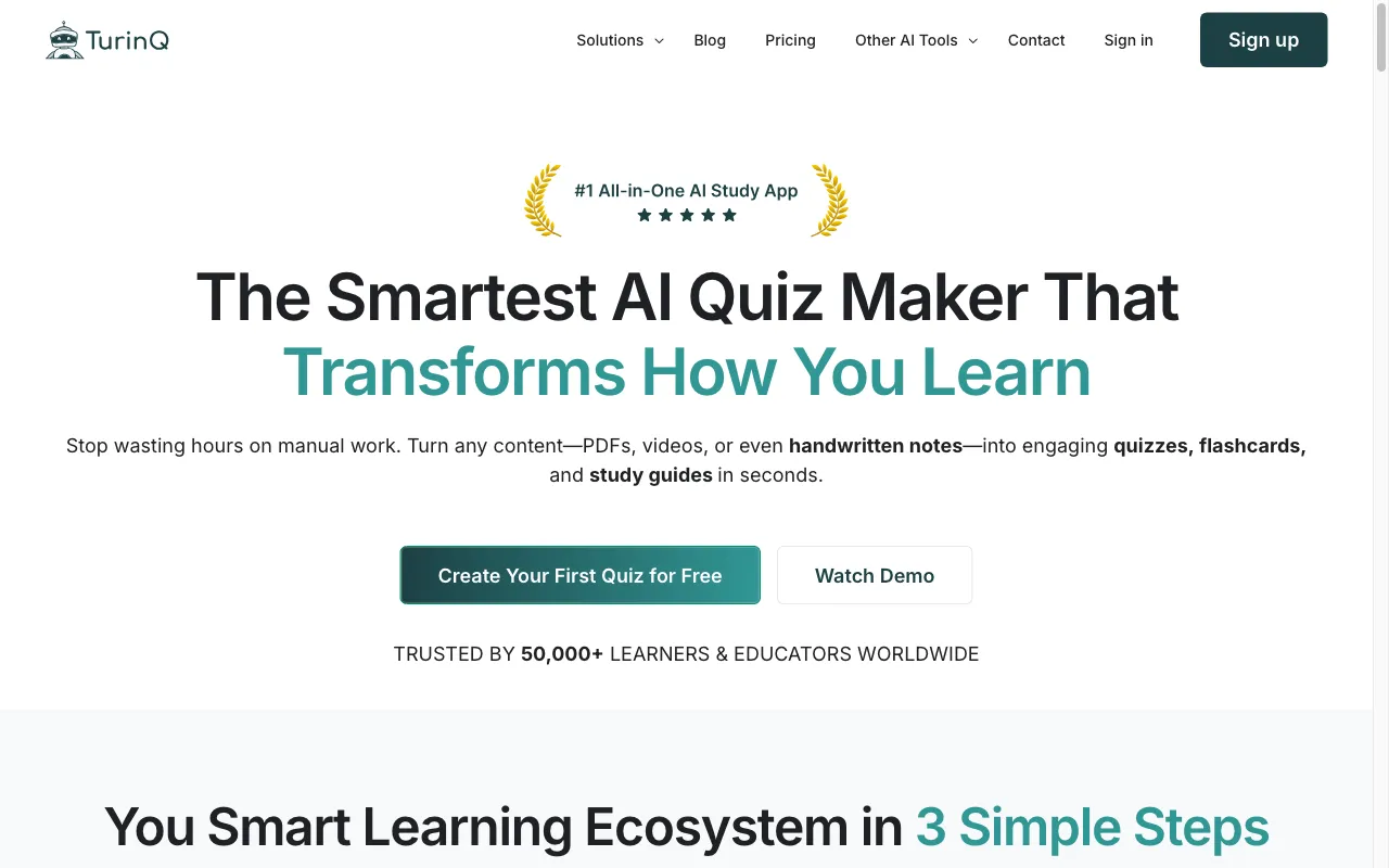 Turinq.com AI Question and Exam Generator — preview screenshot