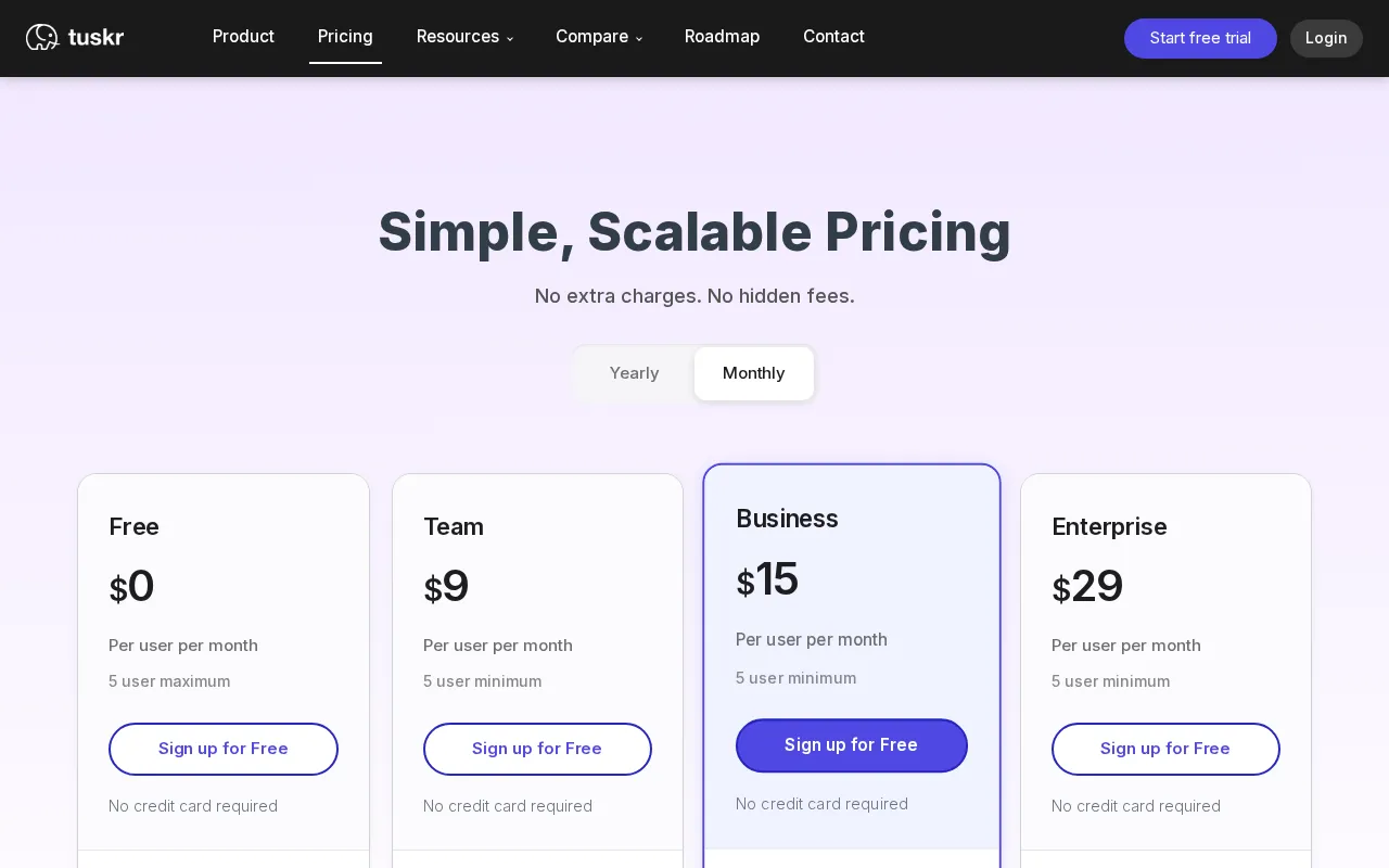 Tuskr — pricing page