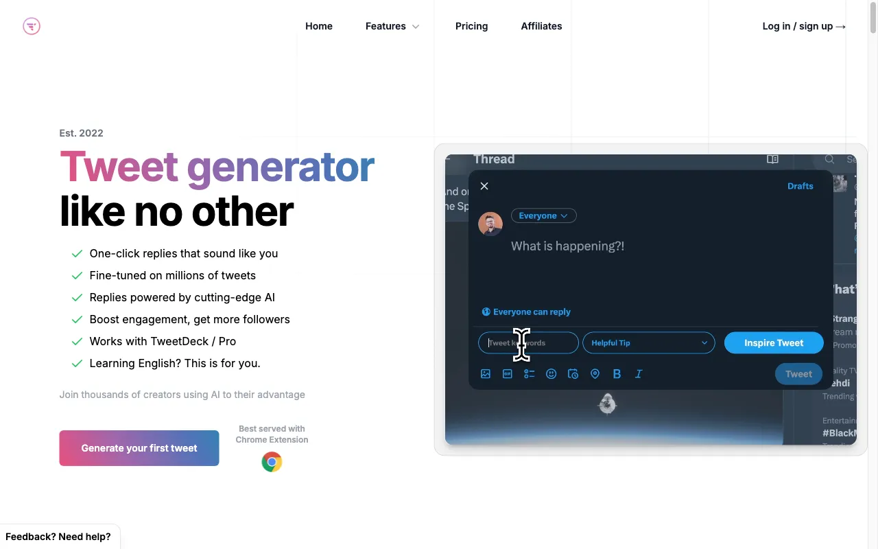 TweetAI.com — preview screenshot