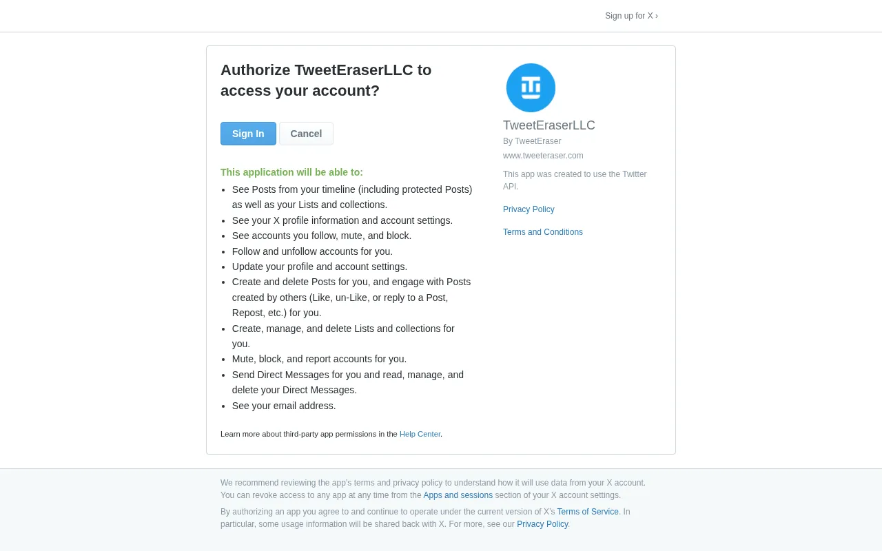 Tweeteraser — pricing page