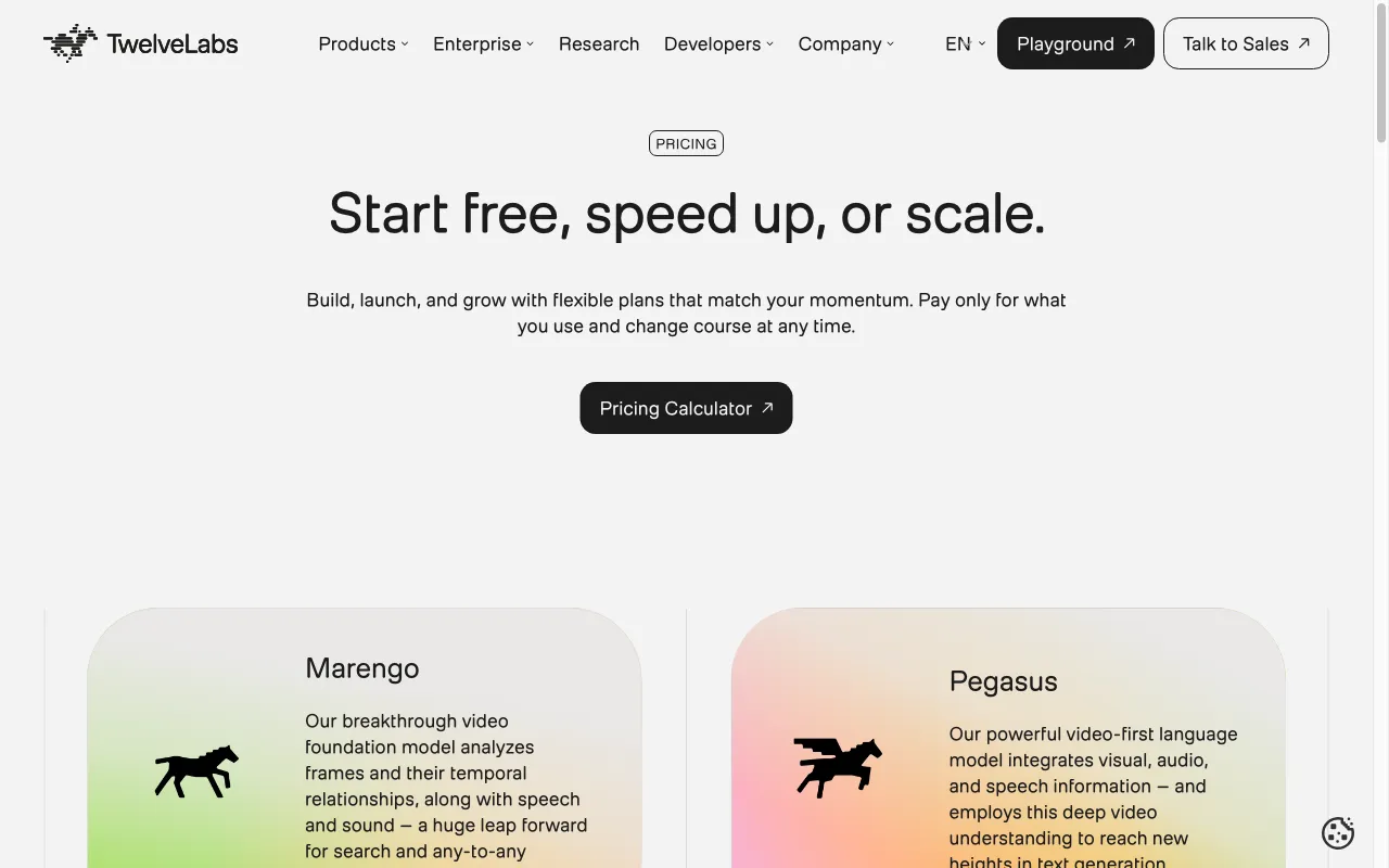 TwelveLabs — pricing page