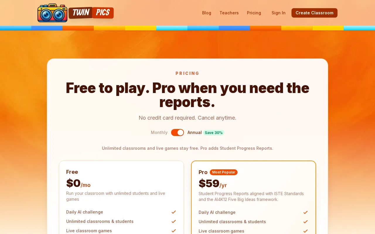 Twin Pics — pricing page