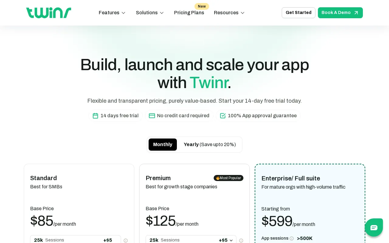 Twinr — pricing page