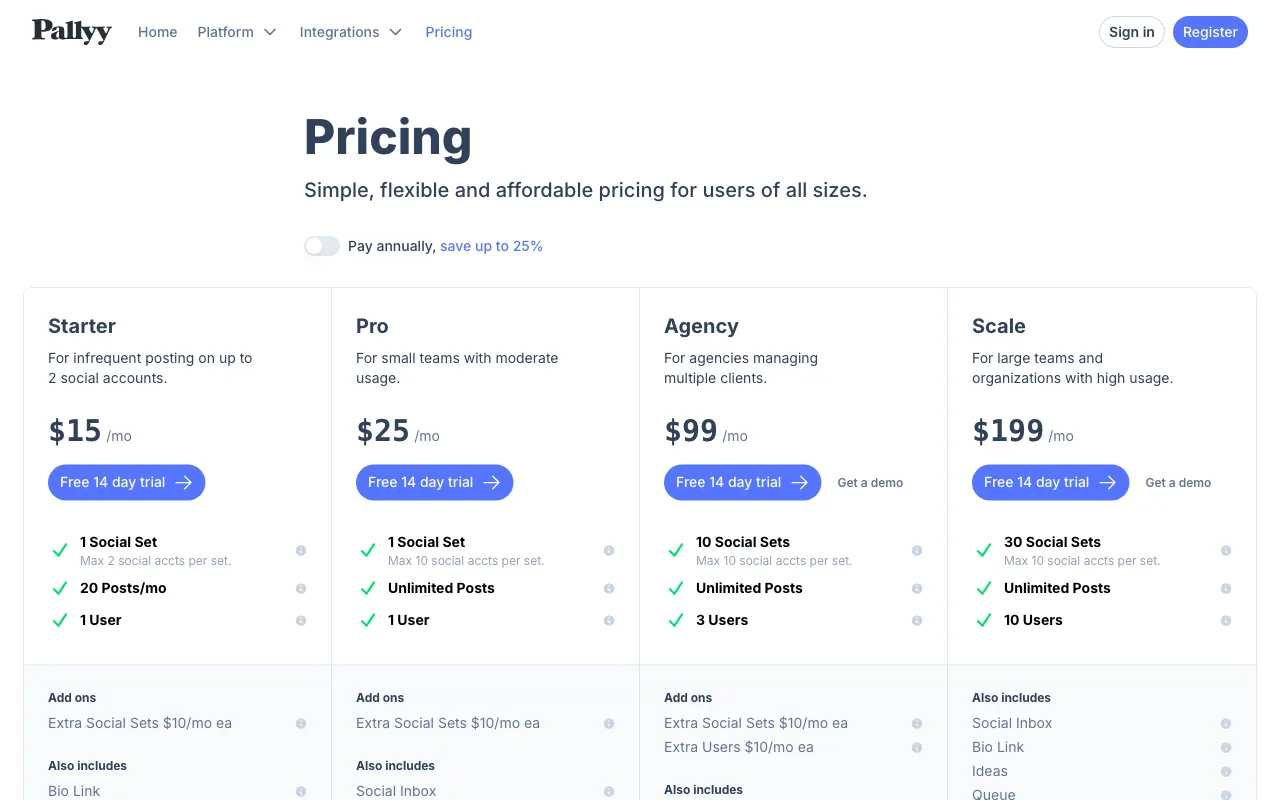 TwitterBio — pricing page