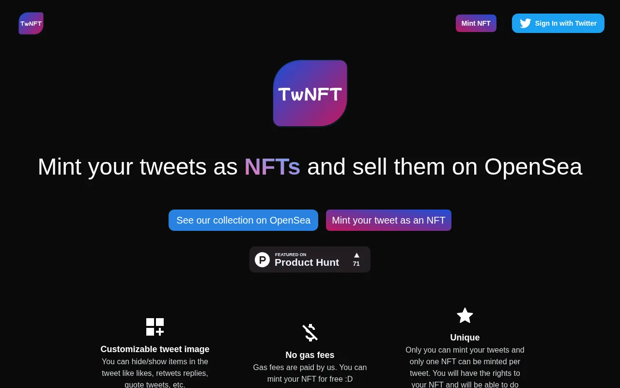 TwNFT — preview screenshot
