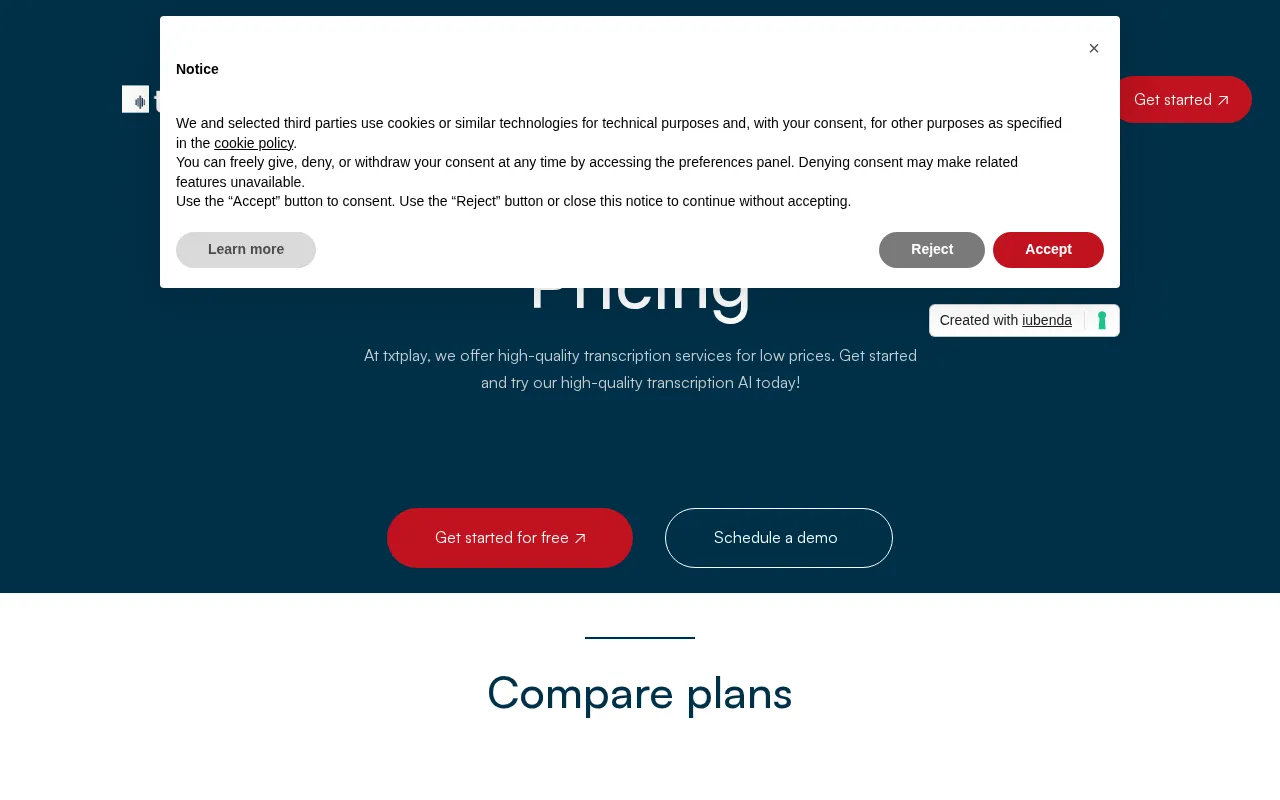 txtplay.ai — pricing page