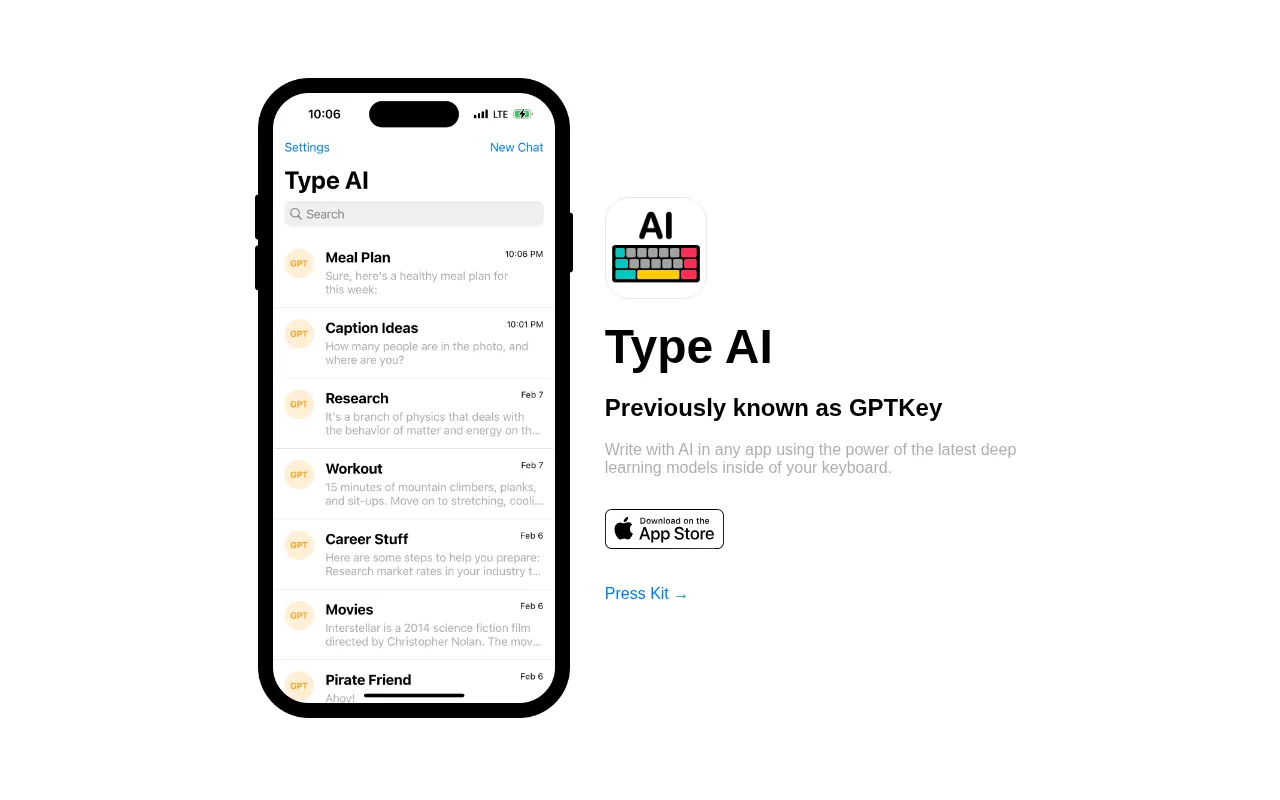 TypeAI — preview screenshot