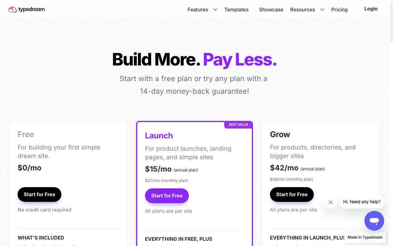 Typedream — pricing page