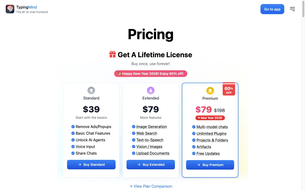 TypingMind — pricing page